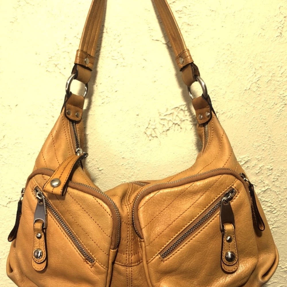 B. Makowsky Leather Cargo Pocket Hobo Bag